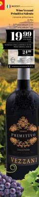 Wino czerwone półwytrawne Vezzani Primitivo Salento promocja w POLOmarket