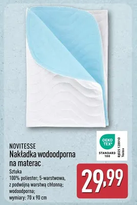 Nakładka wodoodporna na materac Novitesse promocja w Aldi