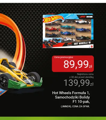 Samochodziki bolidy F1 10-pak Hot Wheels Formuła 1 JMM24 promocja w Smyk