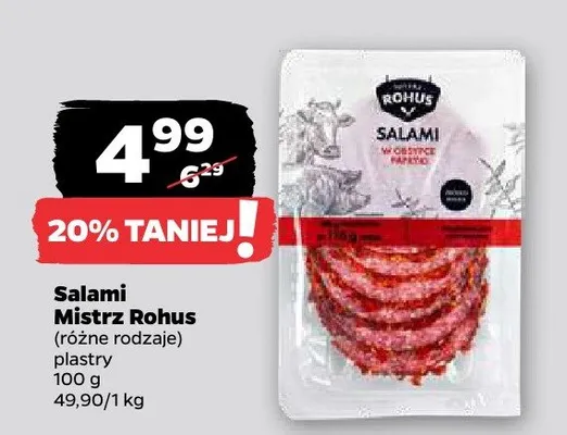 Salami Mistrz Rohus (różne rodzaje) promocja w Netto