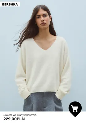 Sweter wełniany z kaszmiru Bershka promocja w Bershka