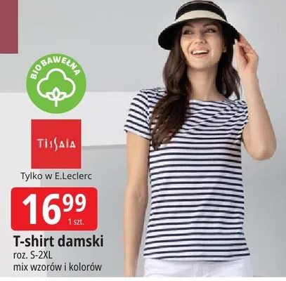 T-shirt damski Tiisaia Basics biobawełna roz. S-2XL mix wzorów i kolorów promocja w Leclerc
