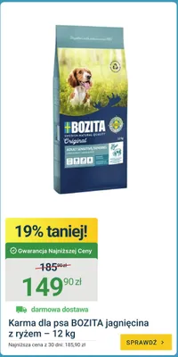 Karma dla psa Bozita Original Adult Sensitive jagnięcina z ryżem promocja w ERLI