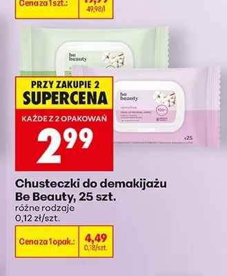 Chusteczki do demakijażu Be Beauty Sensitive promocja w Biedronka