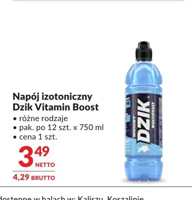 Napój izotoniczny Dzik Vitamin Boost multifruit promocja w Makro