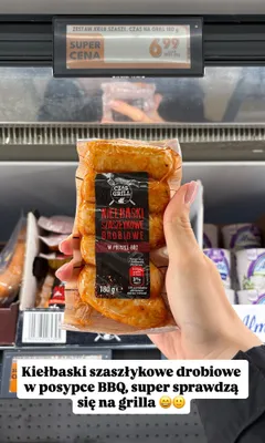 Kiełbaski szaszłykowe drobiowe w posypce BBQ Czas na Grill promocja w Biedronka