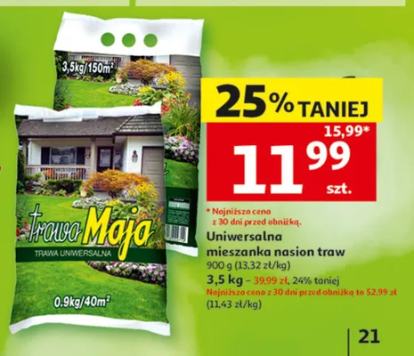 Uniwersalna mieszanka nasion traw Trawa Maja promocja w Auchan