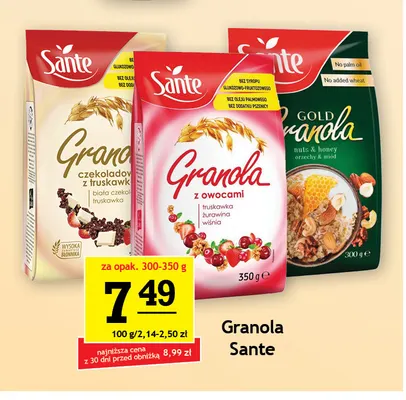 Granola Gold orzechy i miód Sante promocja w Gram Market