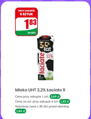 Mleko UHT 3,2% Łaciate promocja w Dino