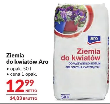 Ziemia do kwiatów Aro promocja w Makro