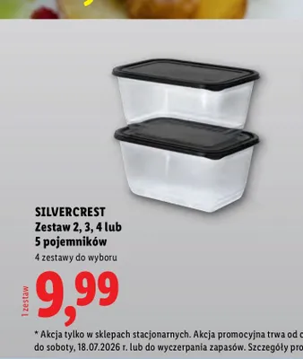 Zestaw 2 pojemników Silvercrest promocja w Lidl