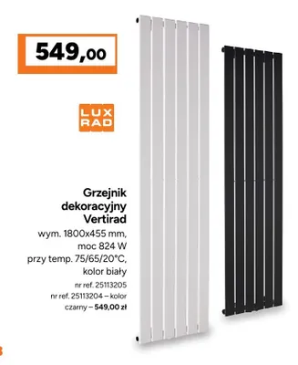 Grzejnik dekoracyjny Vertirad Lux Rad promocja w Bricoman