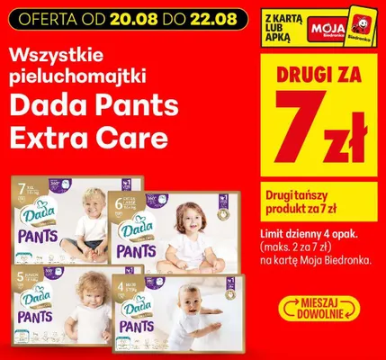 Pieluchomajtki Dada Pants Extra Care promocja w Biedronka