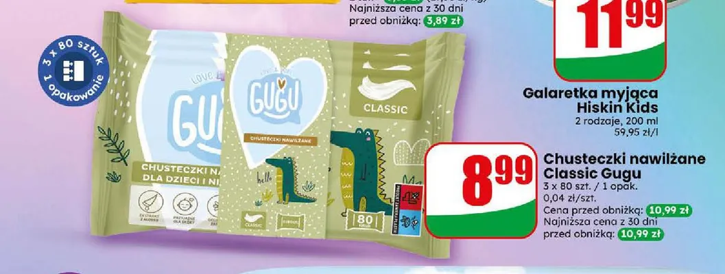 Chusteczki nawilżane Classic Gugu 3-pak promocja w Dino