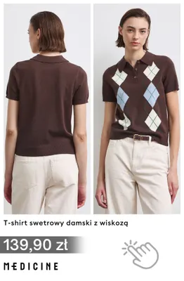 T-shirt swetrowy damski z wiskozą Medicine promocja w Medicine