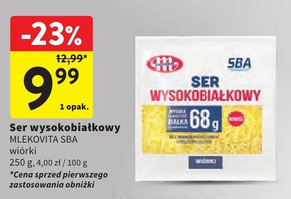 Ser wysokobiałkowy Mlekovita SBA wiórki promocja w Intermarche