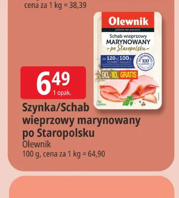 Szynka wieprzowa marynowana po Staropolsku Olewnik promocja w Leclerc