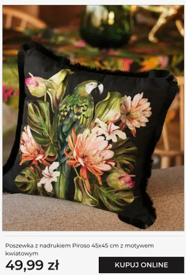 Poszewka z nadrukiem Piroso 45x45 cm z motywem kwiatowym Home & You promocja w home&you