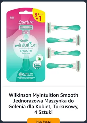 Jednorazowa maszynka do golenia dla kobiet Wilkinson Sword My Intuition Smooth Quattro 4-pak promocja w Amazon