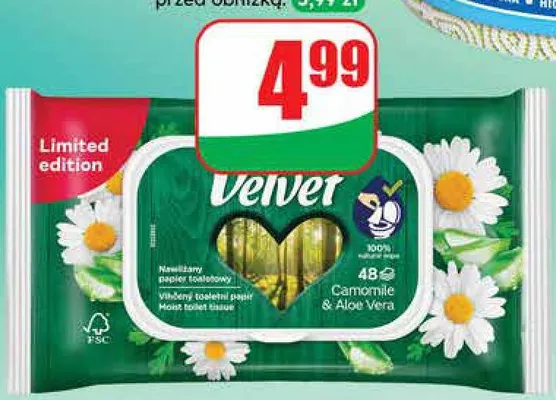 Papier toaletowy nawilżany Camomile Velvet promocja w Dino