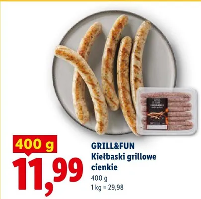 Kiełbaski grillowe cienkie promocja w Lidl