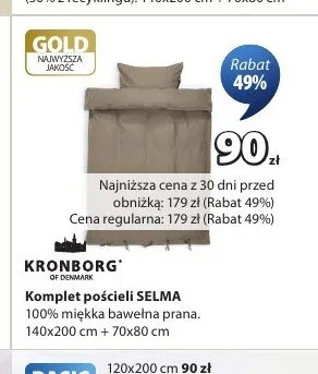 Komplet pościeli KRONBORG SELMA 100% miękka bawełna prana 140x200cm+70x80cm promocja w Jysk