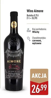 Wino Aimone czerwone wytrawne włoskie promocja w Aldi