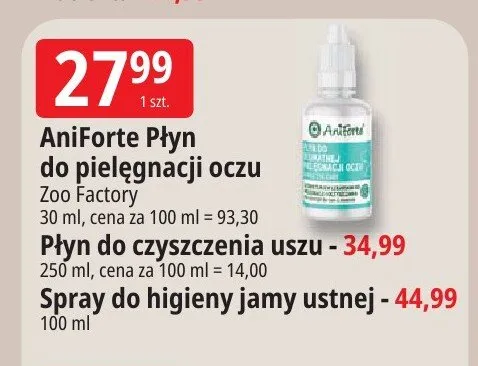 Płyn do pielęgnacji oczu AniForte promocja w Leclerc