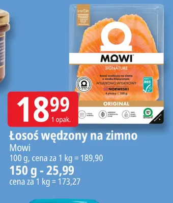 Łosoś wędzony na zimno Mowi 150 g promocja w Leclerc