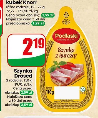 Szynka z kurcząt Drosed Podlaski promocja w Dino