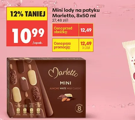 Mini lody na patyku Marletto 8-pak 50ml promocja w Biedronka