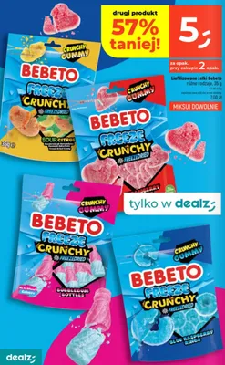 Żelki liofilizowane Bebeto Freeze Crunchy Blue Raspberry Rings promocja w Dealz