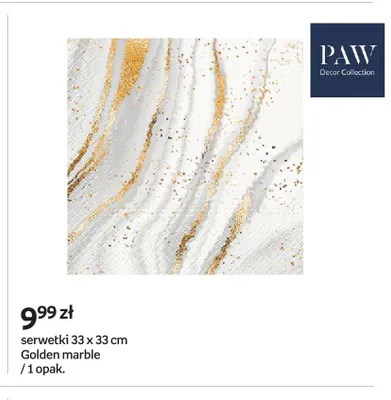 Serwetki PAW Decor Collection 33x33 cm Golden marble promocja w Empik