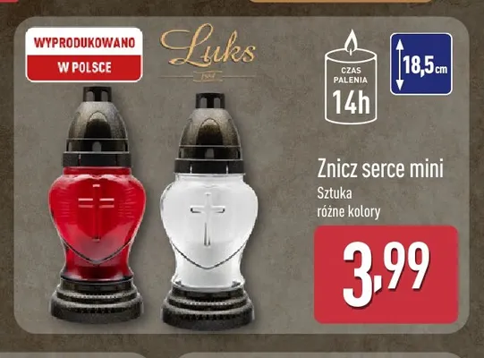 Znicz serce mini Luks promocja w Aldi