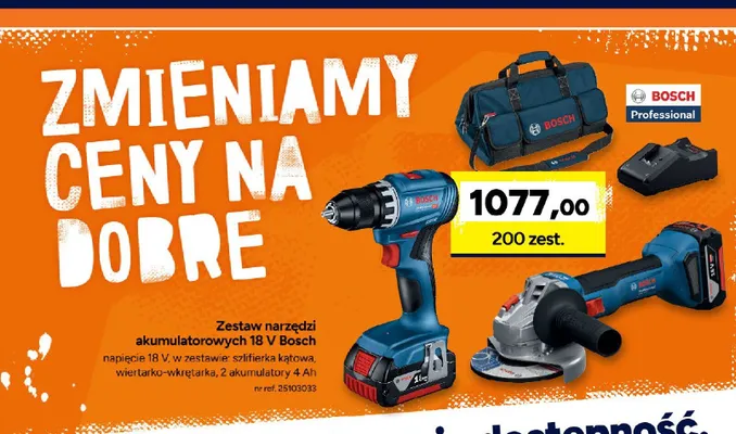 Zestaw wiertarko-wkrętarka + szlifierka kątowa Bosch promocja w Bricoman
