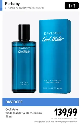Woda toaletowa dla mężczyzn Davidoff Cool Water promocja w Rossmann