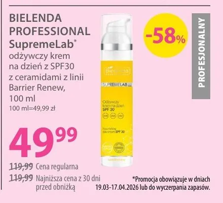 Odżywczy krem na dzień z SPF 30, z ceramidami z linii Barrier Defense SupremeLab promocja w Hebe