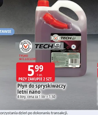 Płyn do spryskiwaczy letni nano TECH9 4l promocja w Leclerc
