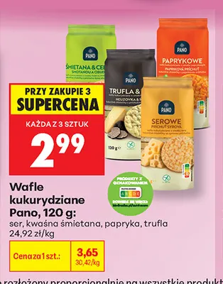 Wafle kukurydziane papryka Pano promocja w Biedronka