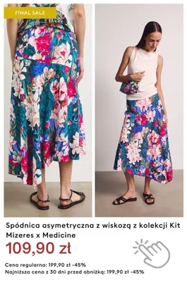 Spódnica asymetryczna z wiskozą z kolekcji Kit Mizeres x Medicine promocja w Medicine