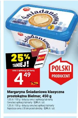 Margaryna Śniadaniowa klasyczna prostokątna Bielmar promocja w Twój Market