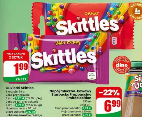 Cukierki Skittles Wild Berry promocja w Dino