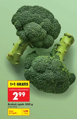 Brokuł 500 g 1+1 GRATIS promocja w Biedronka