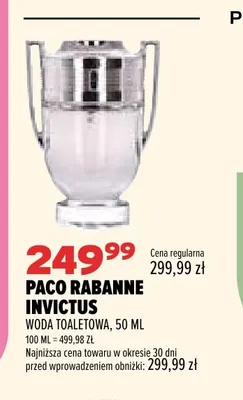 Woda toaletowa Paco Rabanne Invictus promocja w Drogerie Natura