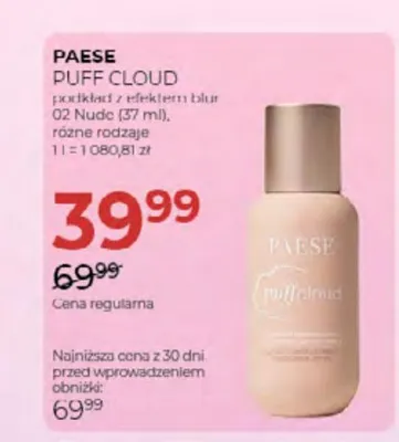 Podkład z efektem blur Paese Puff Cloud 02 Nude promocja w Drogerie Jawa