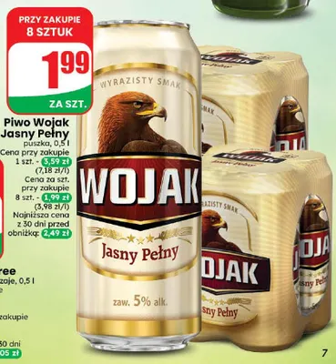 Piwo Wojak Jasny Pełny promocja w Dino