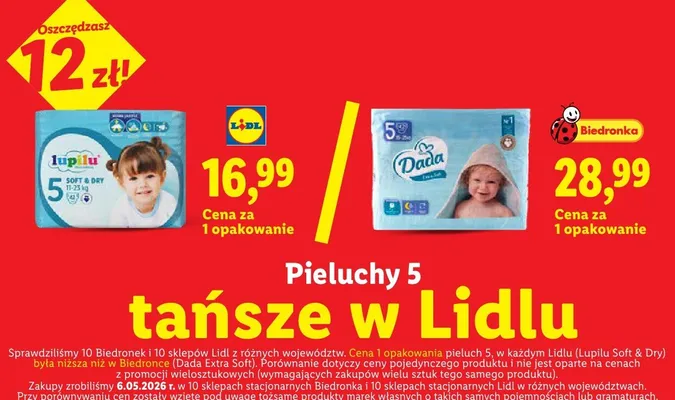 Pieluchy Soft & Dry 5 11-25kg promocja w Lidl