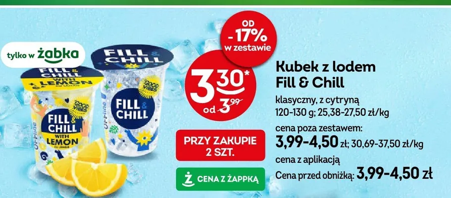 Lody Fill & Chill klasyczny z cytryną promocja w Żabka