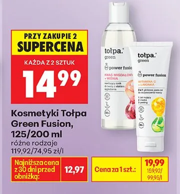 Kosmetyki Green Fusion, różne rodzaje promocja w Biedronka