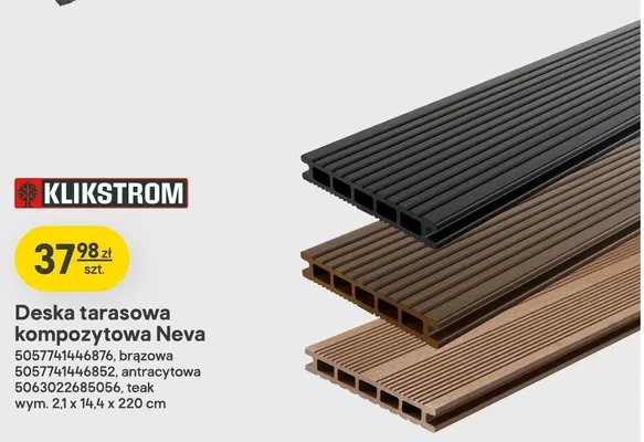 Deska tarasowa kompozytowa Neva Klikstrom antracytowa promocja w Castorama